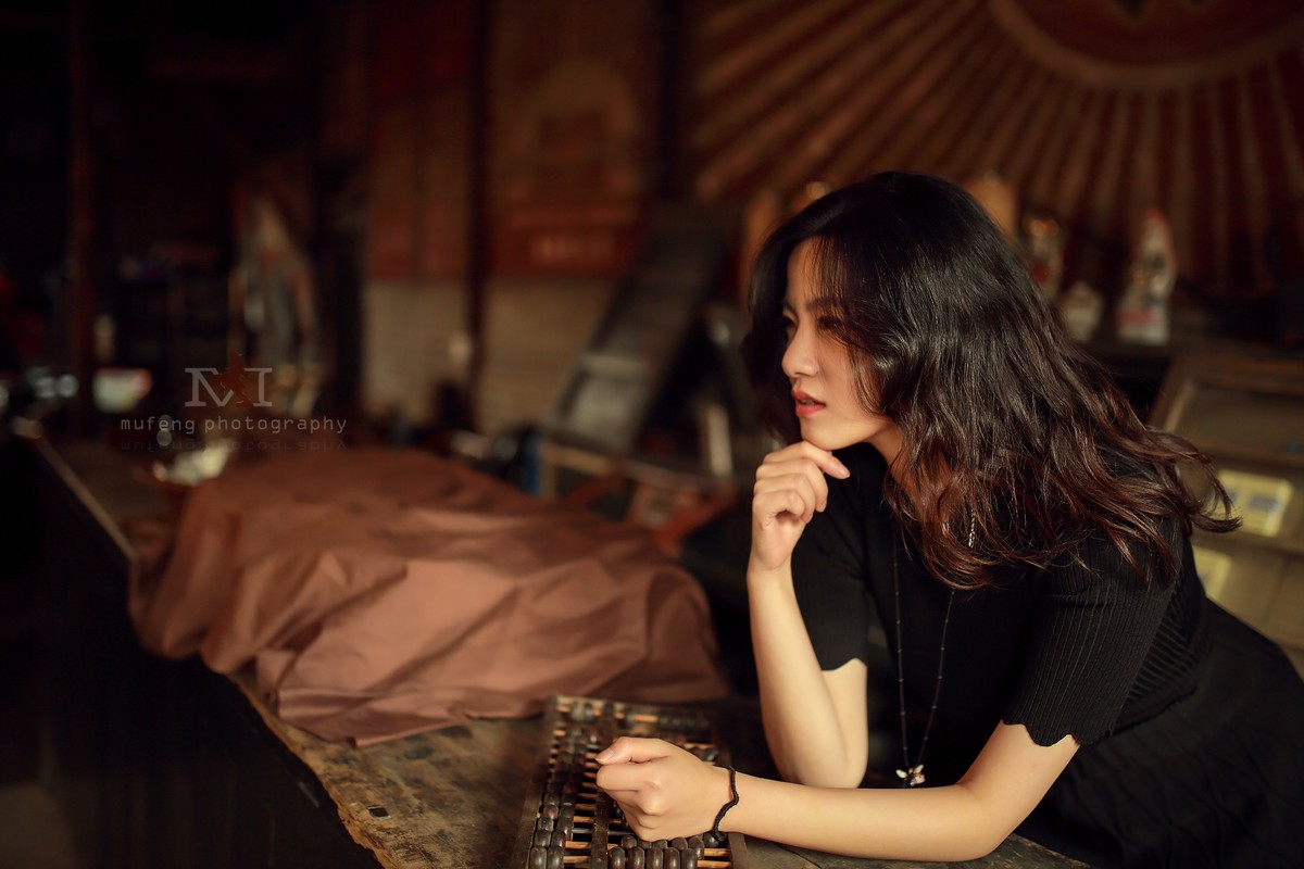 冬日，暖阳，美女，老茶馆