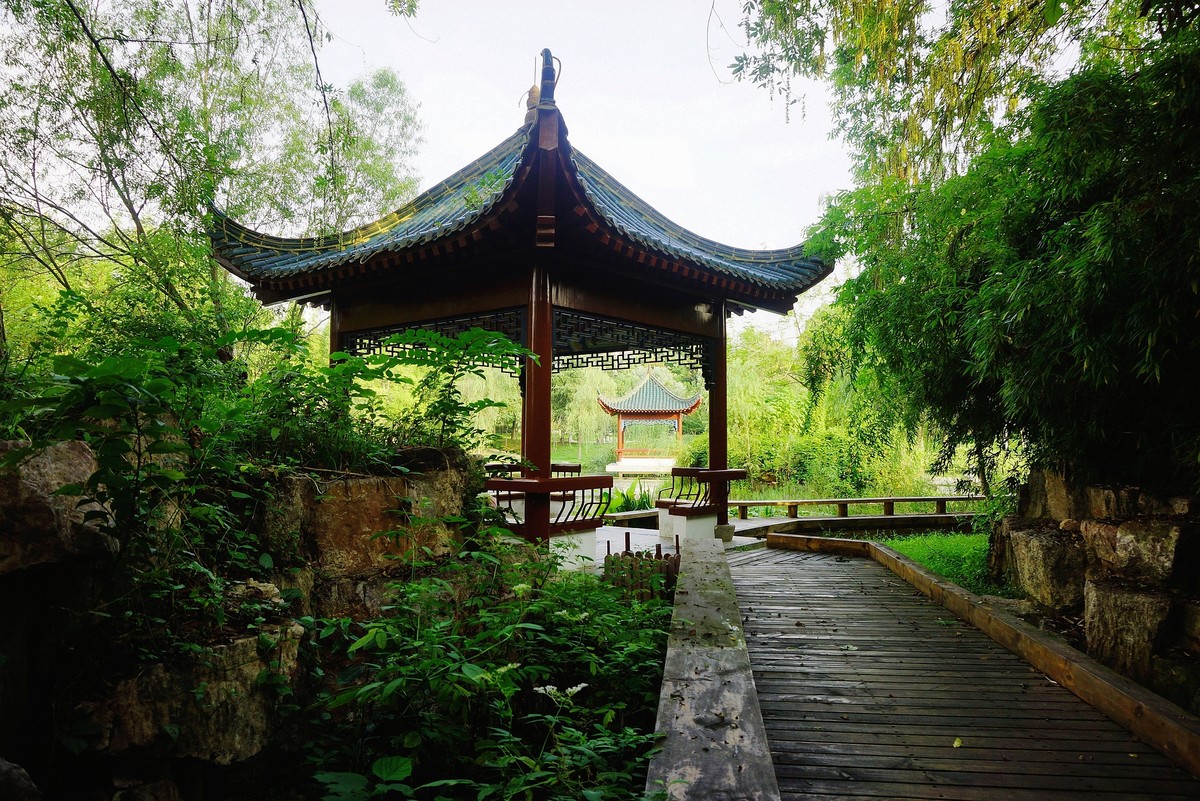 夏日印象风光秀美的的汉阳琴台公园
