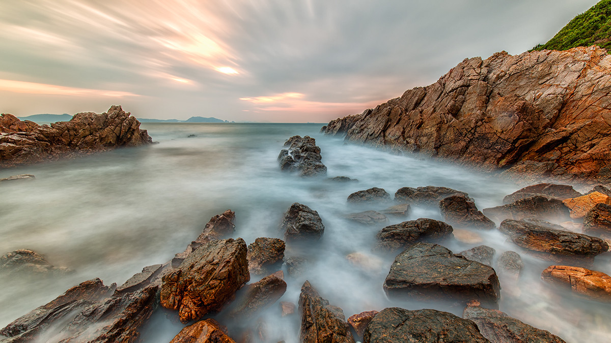 拍海的季节鹿嘴山庄的慢门海景