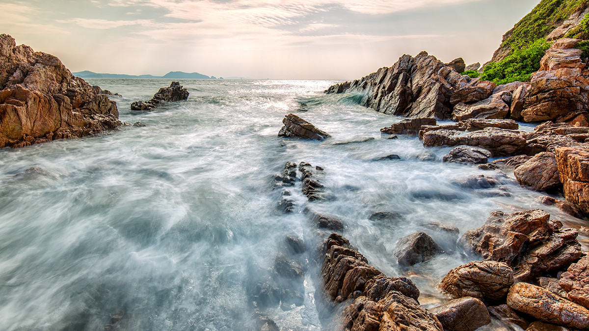 拍海的季节鹿嘴山庄的慢门海景