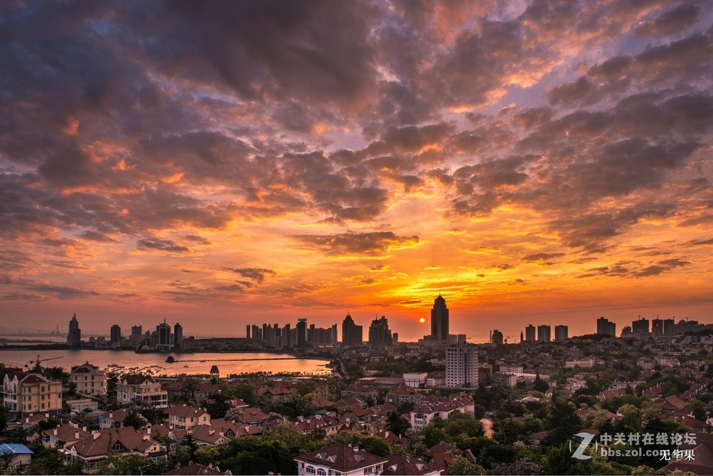 青岛湾第二次拍夕阳及难见的火烧云-中关村在线摄影论坛