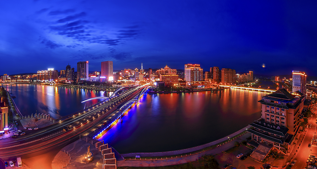 延吉市全景与夜景