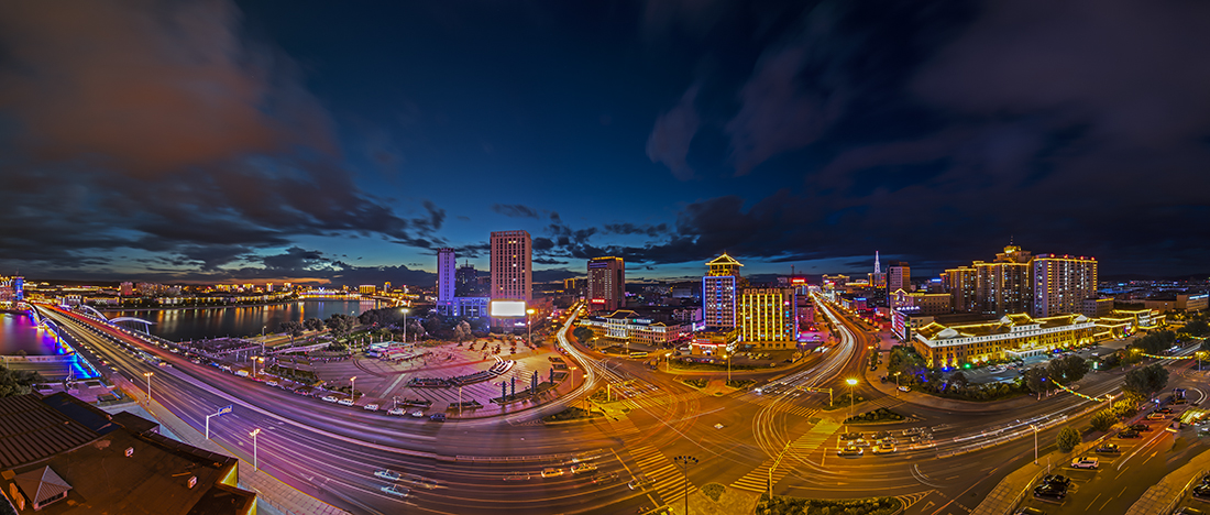 延吉市全景与夜景