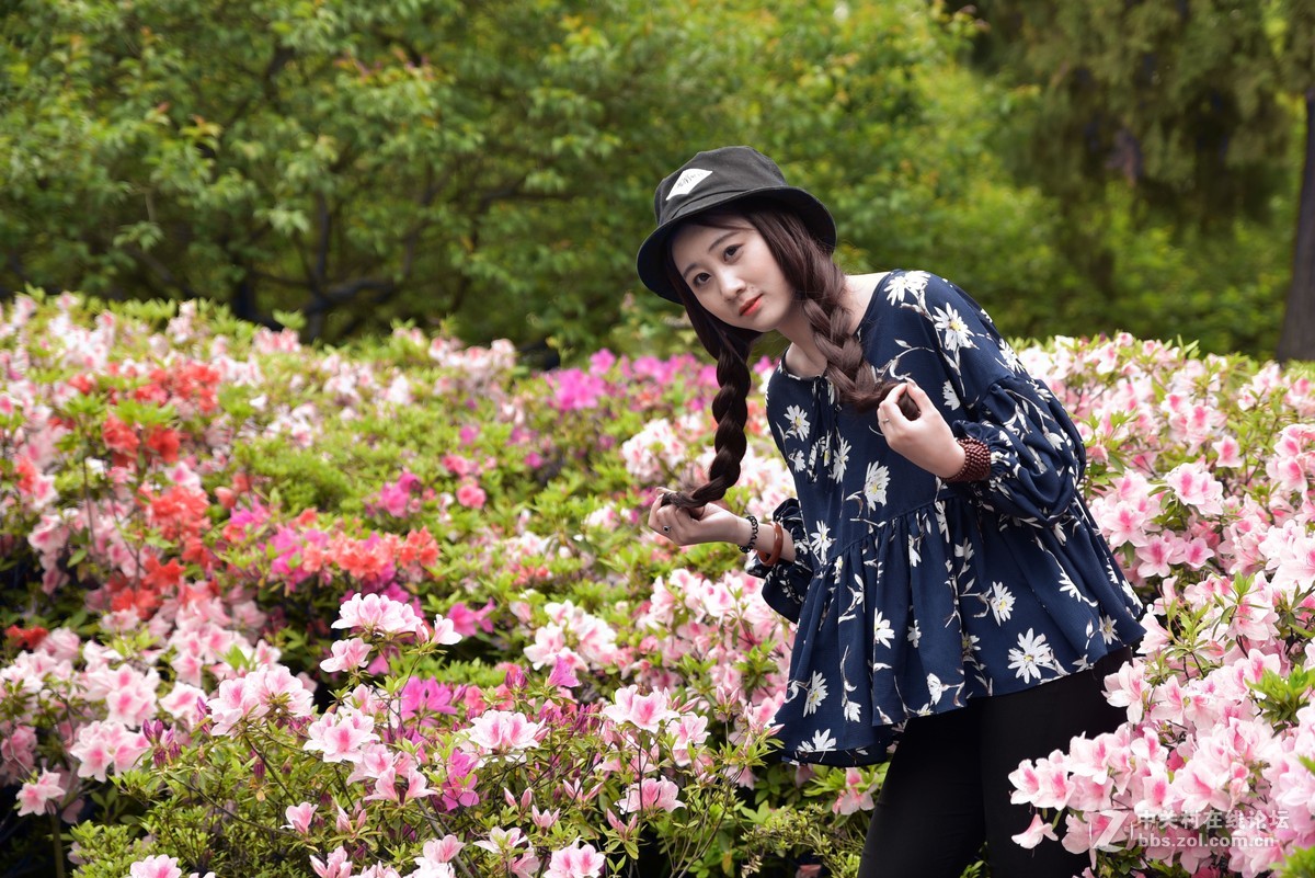 杜鹃园里拍美女