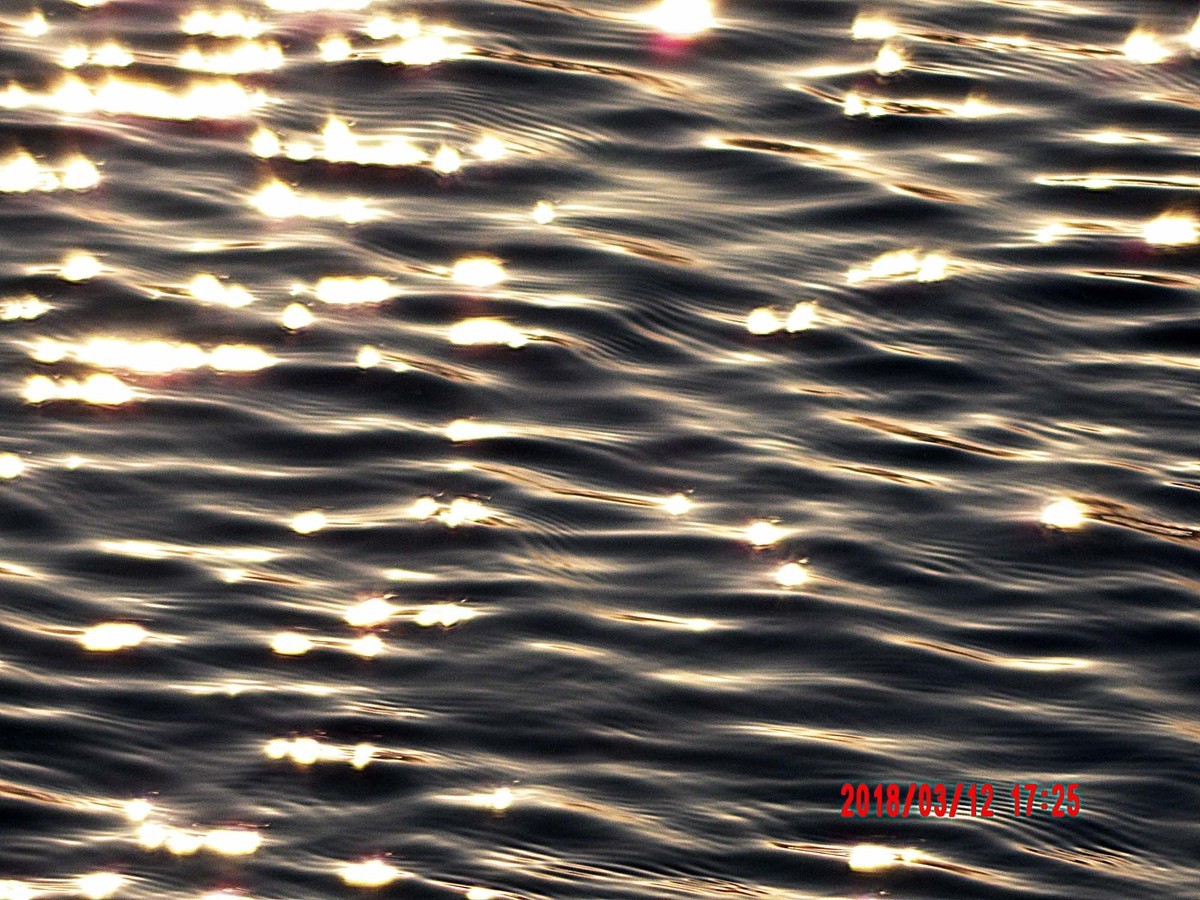 夕阳下的水波纹特写