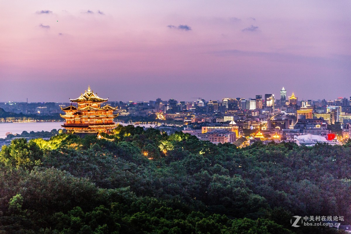 西湖长桥，城隍阁，保叔塔，断桥，珠海渔女