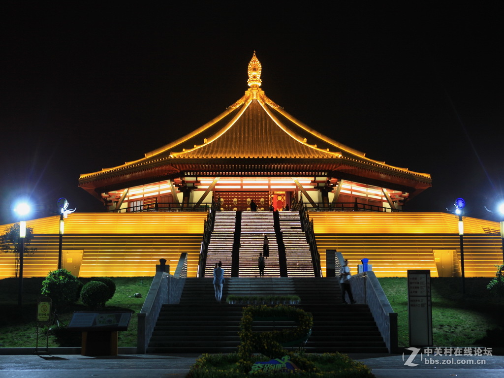 神州游拍洛阳明堂天堂遗址公园夜景