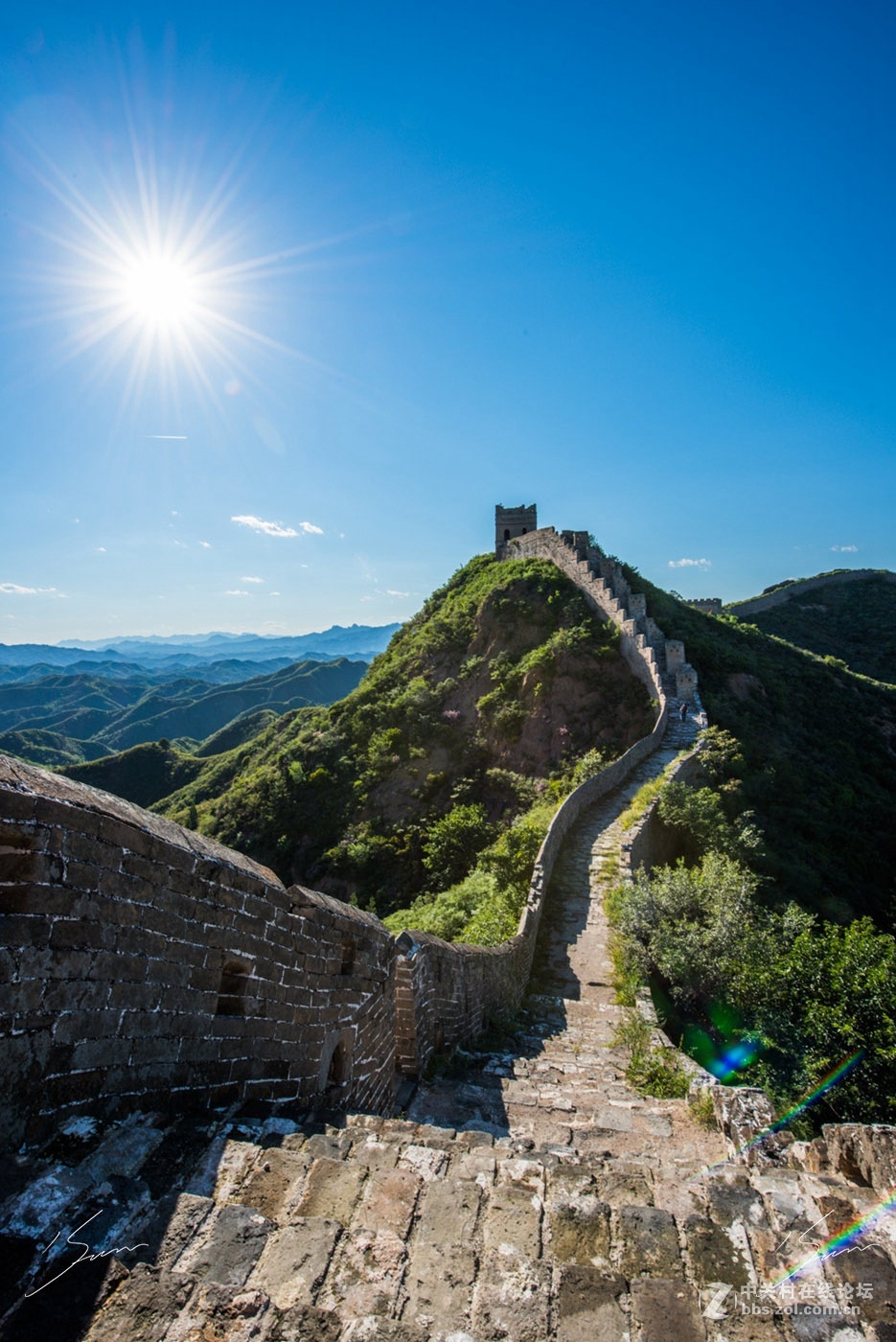美丽的金山岭长城从白天到黑夜感受风景壮丽感受古人的伟大