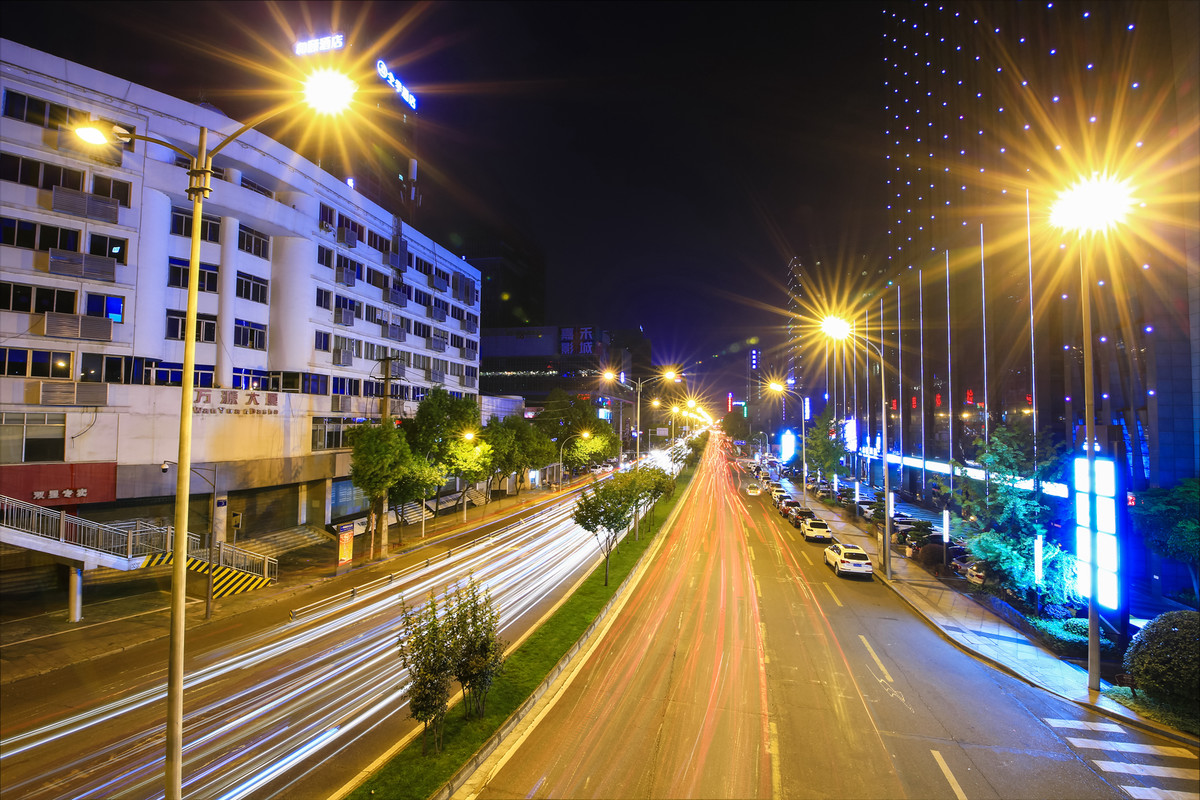 佳能5D3-超广下的成都夕阳，夜景，车流。。。