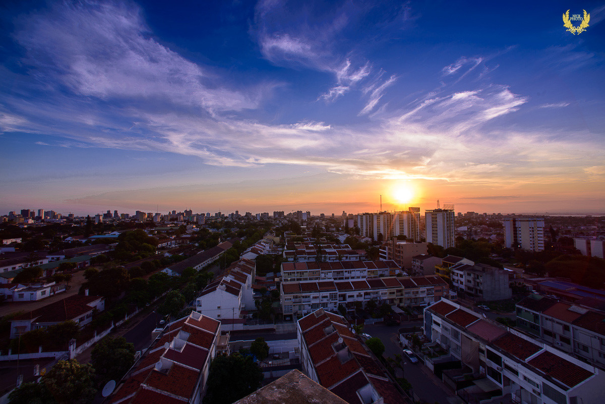 天台落日和海滩夕阳