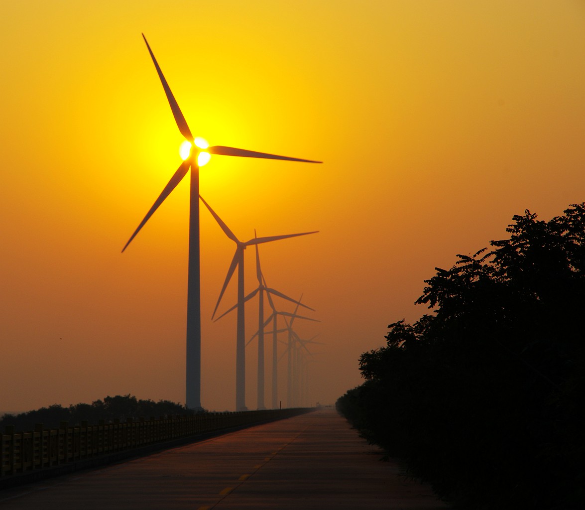 黄海之滨－红日印风车