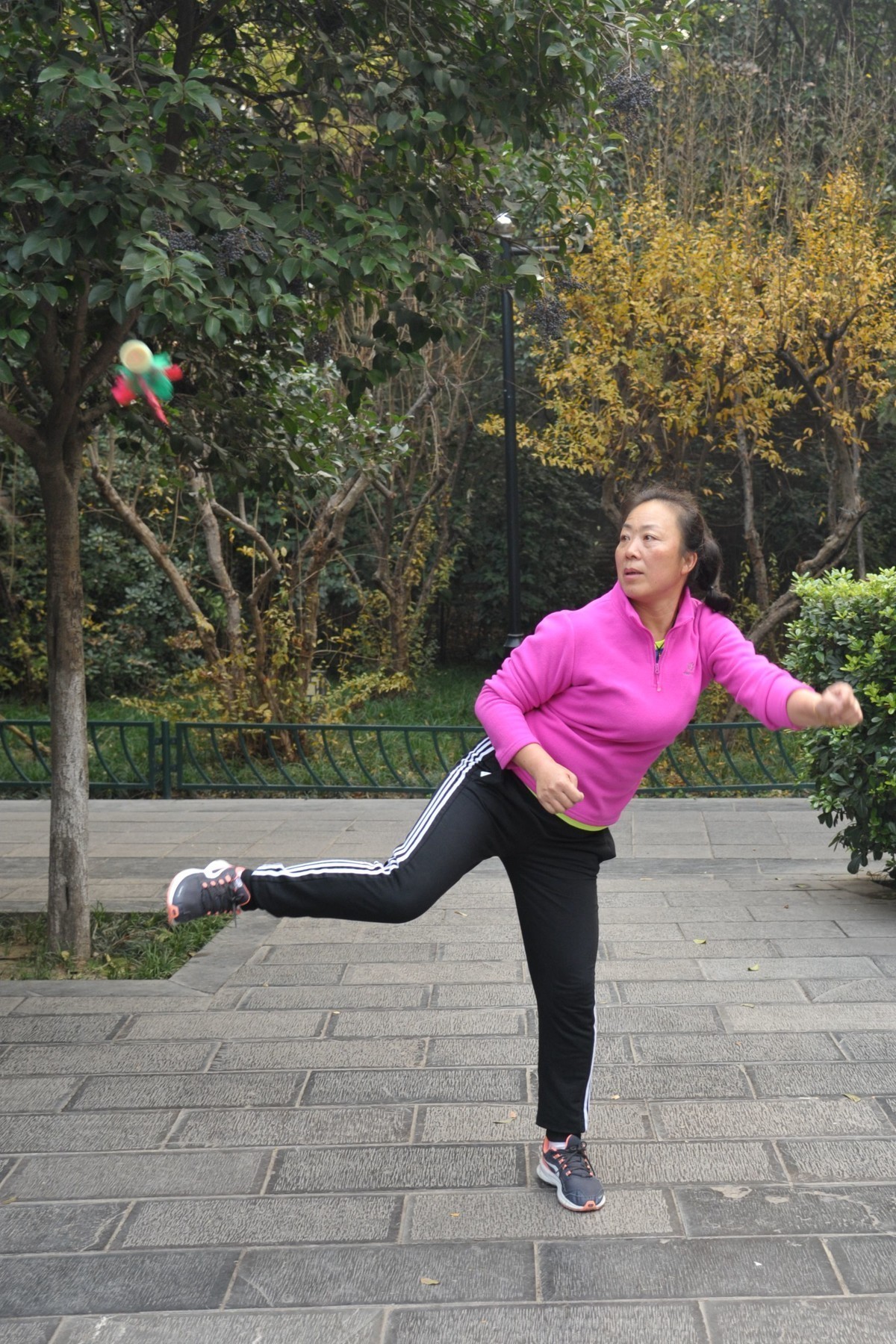 公园里踢毽子的人