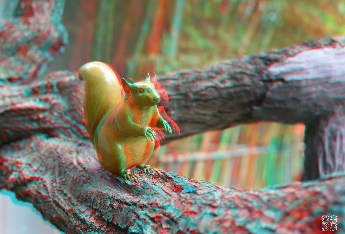 上海静安雕塑公园3d红蓝立体图片