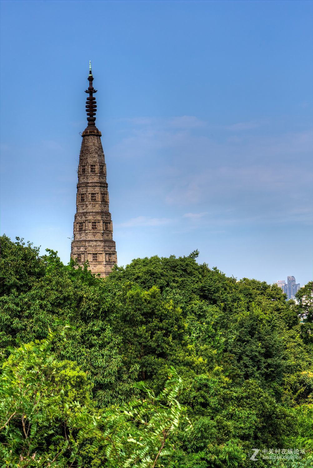 杭州宝石山上看西湖断桥，保叔塔