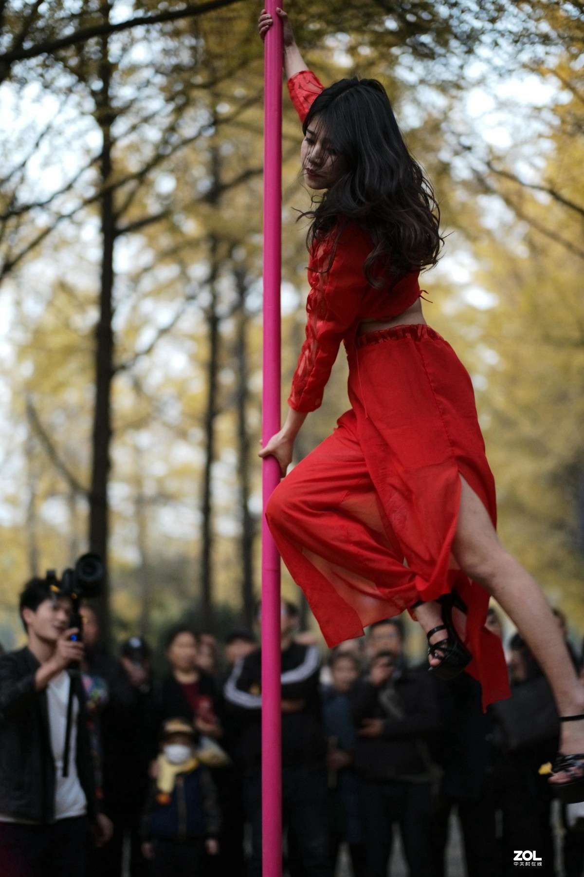 公园女子钢管舞