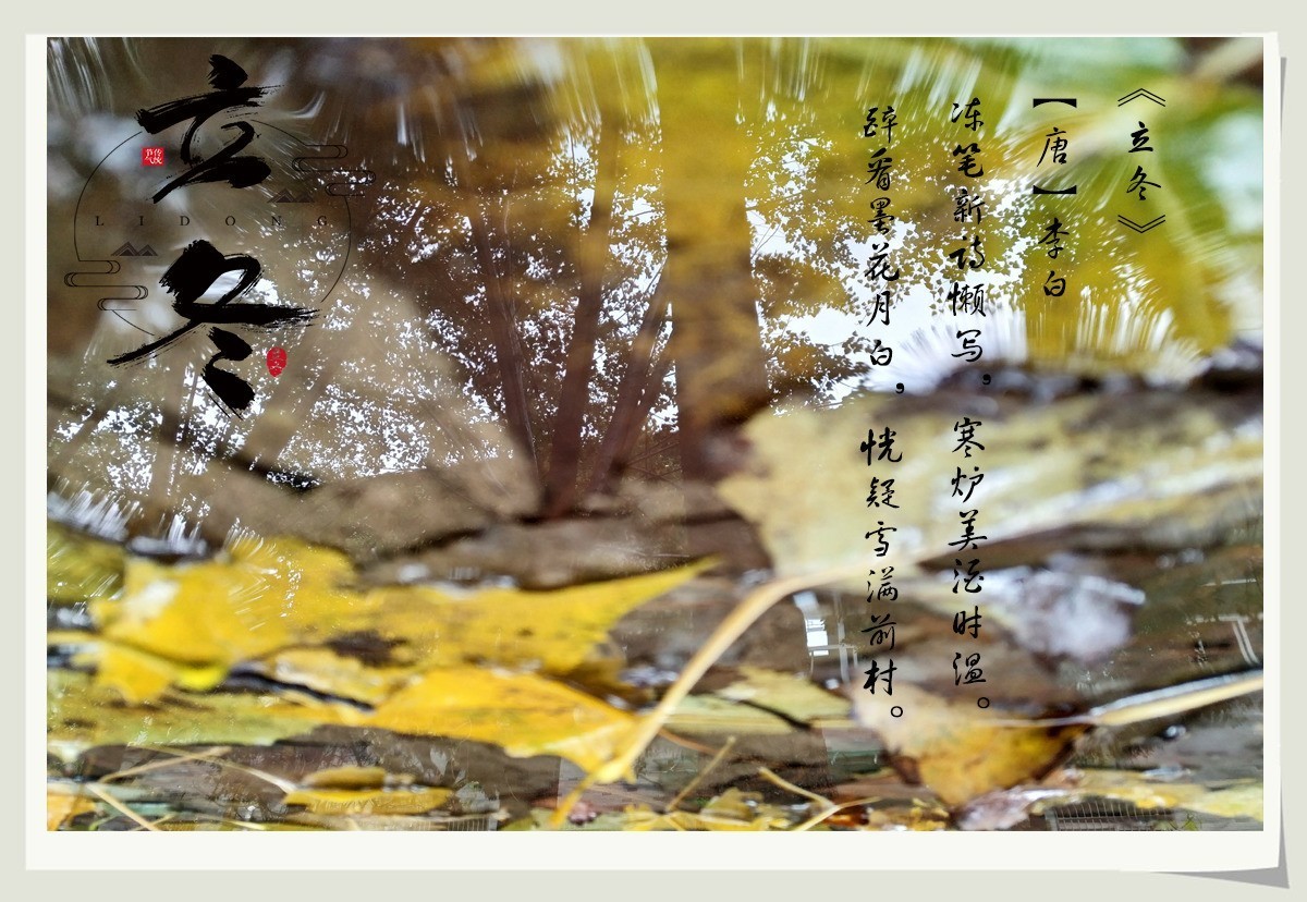 “秋雨将去立冬来，冬雨潇潇寒风扬。寒风呼啸叶枯黄，滴滴细雨迎立冬”天凉请加衣