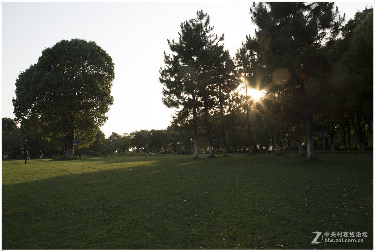 夕阳西下的暨阳湖公园