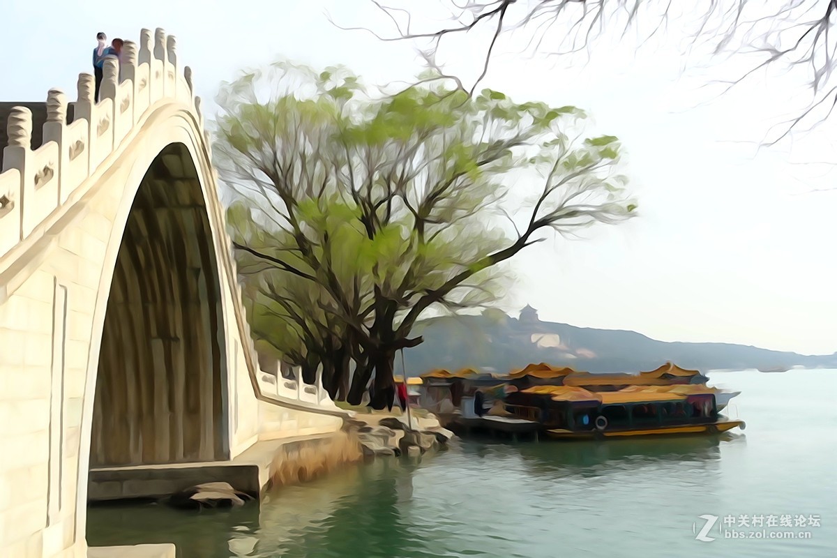 颐和园西堤水墨风景