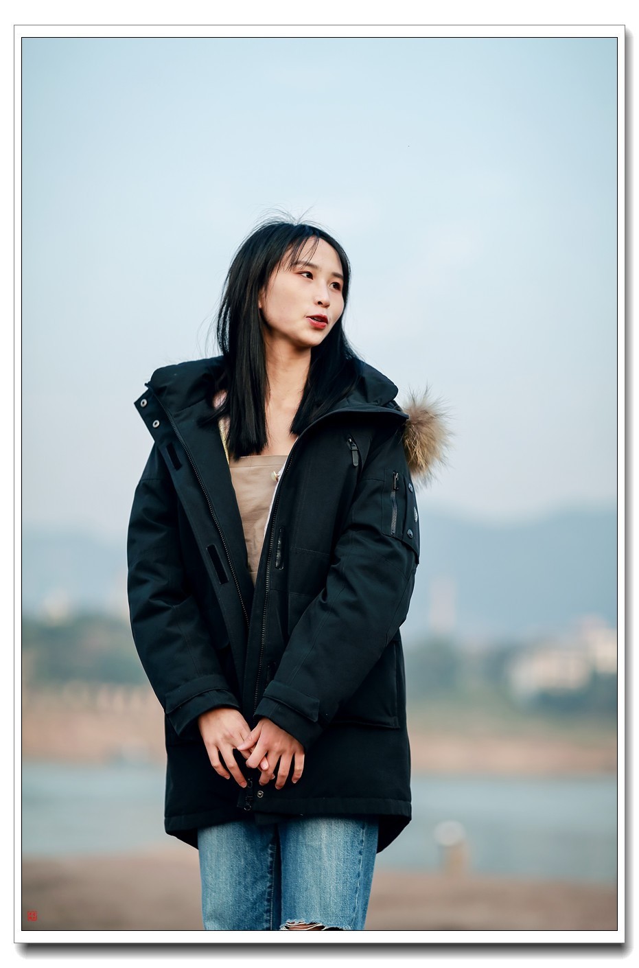 江边美女人像(3)