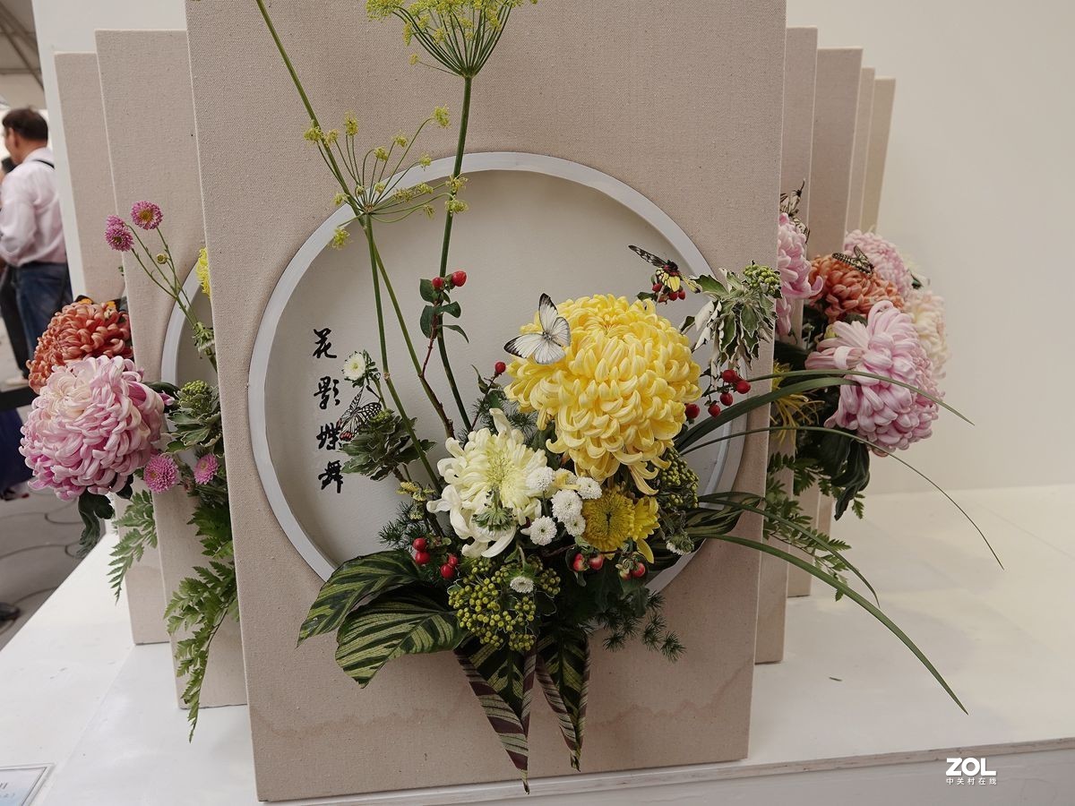 造型雅致的菊花插花盆景