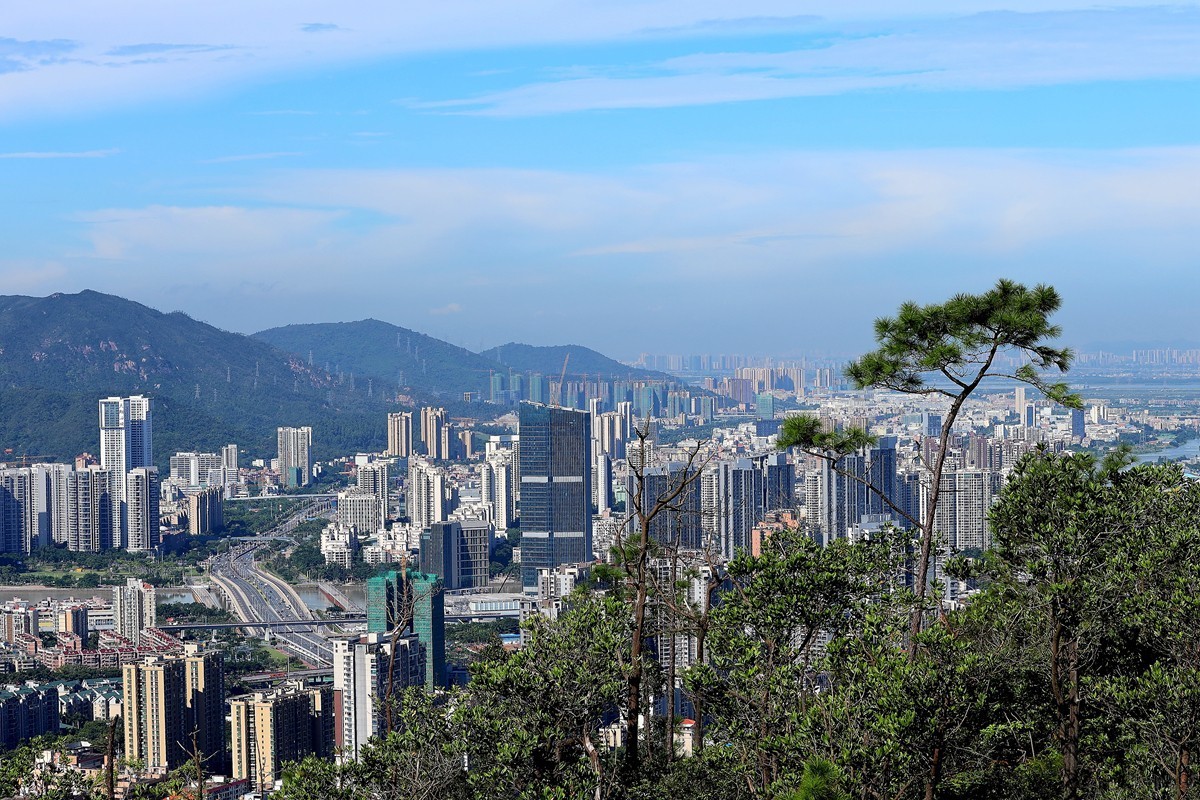 板障山俯拍珠海澳门市区港珠澳大桥2