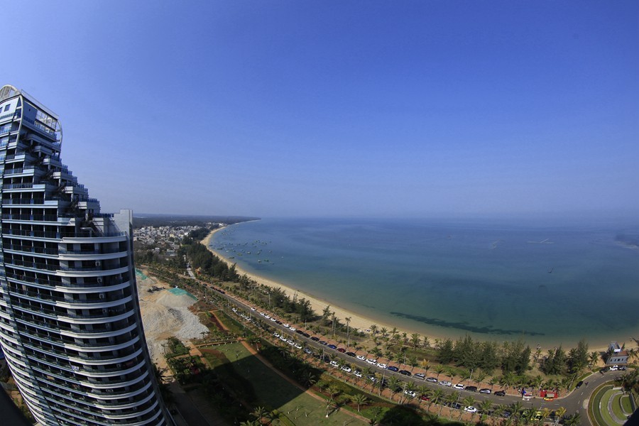 217海景最高层,仰、平、俯三种角度,鱼眼镜下的长島兰湾与大海美景!