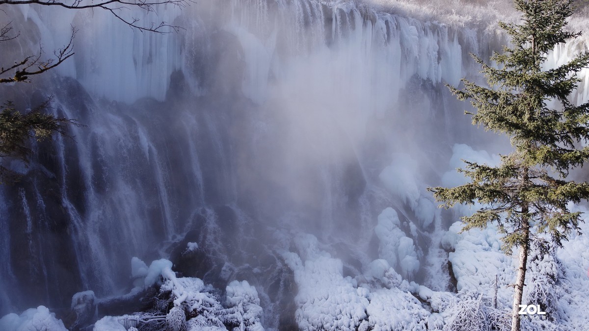 冬游九寨沟，风景别样美--若日朗瀑布【2】