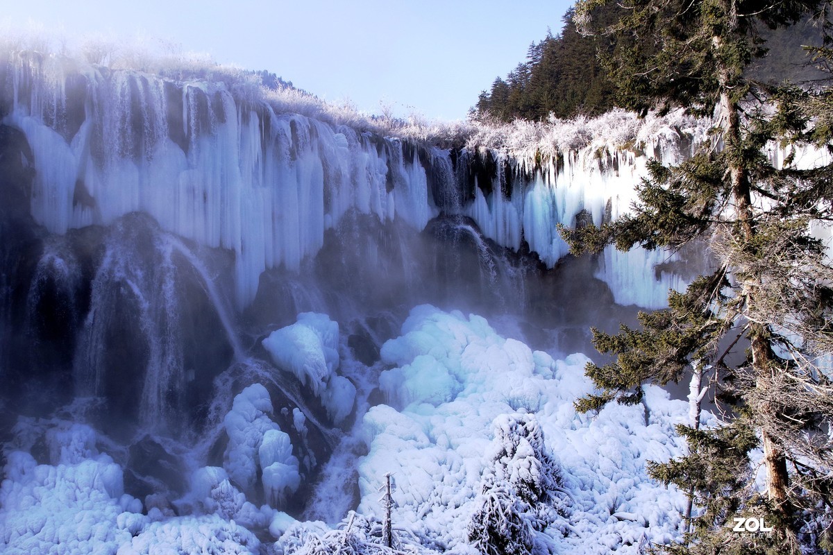 冬游九寨沟，风景别样美--若日朗瀑布【2】