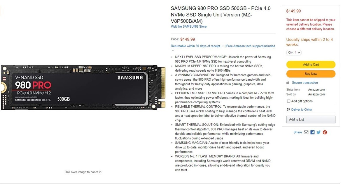  980 PRO PCIe 4.0 SSD 500GB Լ 1000 Ԫ