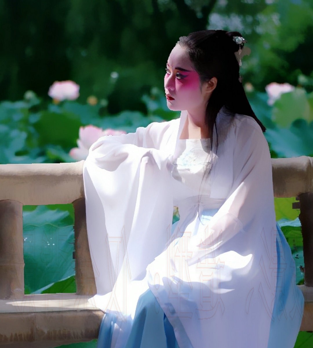 几个戏曲妆的姑娘