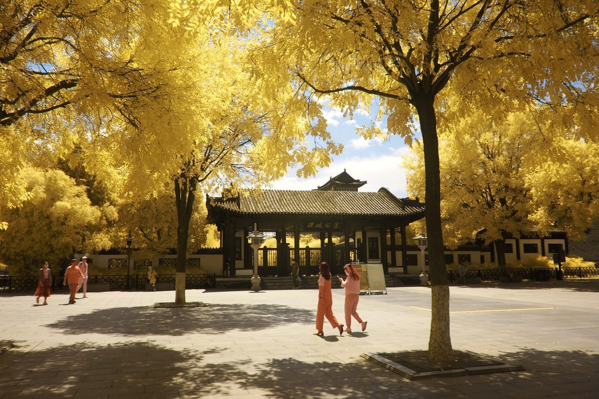 西安城墙根（红外超蓝B01滤镜摄影）