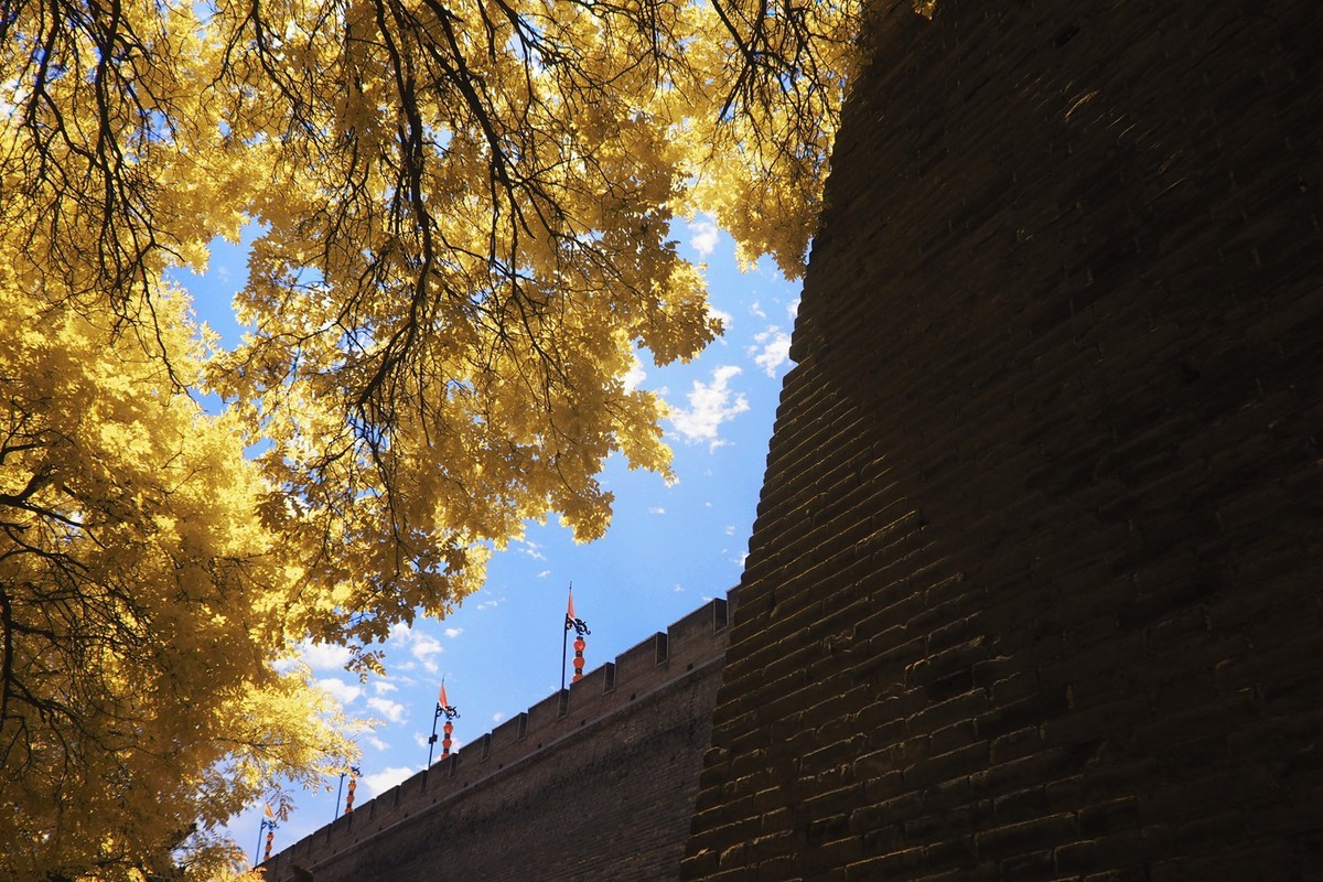 西安城墙根（红外超蓝B01滤镜摄影）