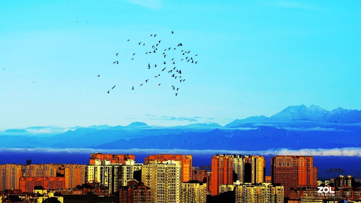 成都多日暴雨后，8月13日晨，登高远眺川西群山，实属难得一见的美景