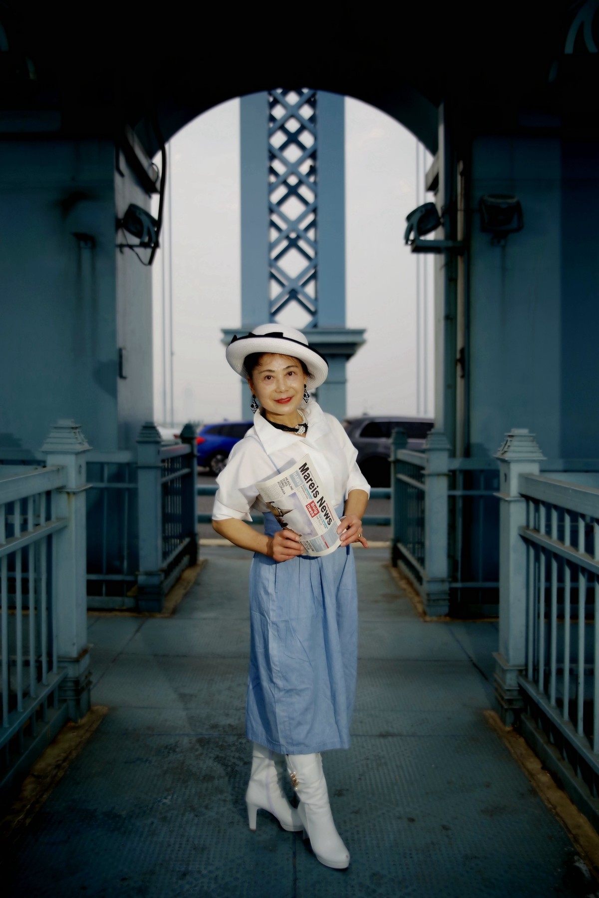 环境人像---蓝色的古田桥！