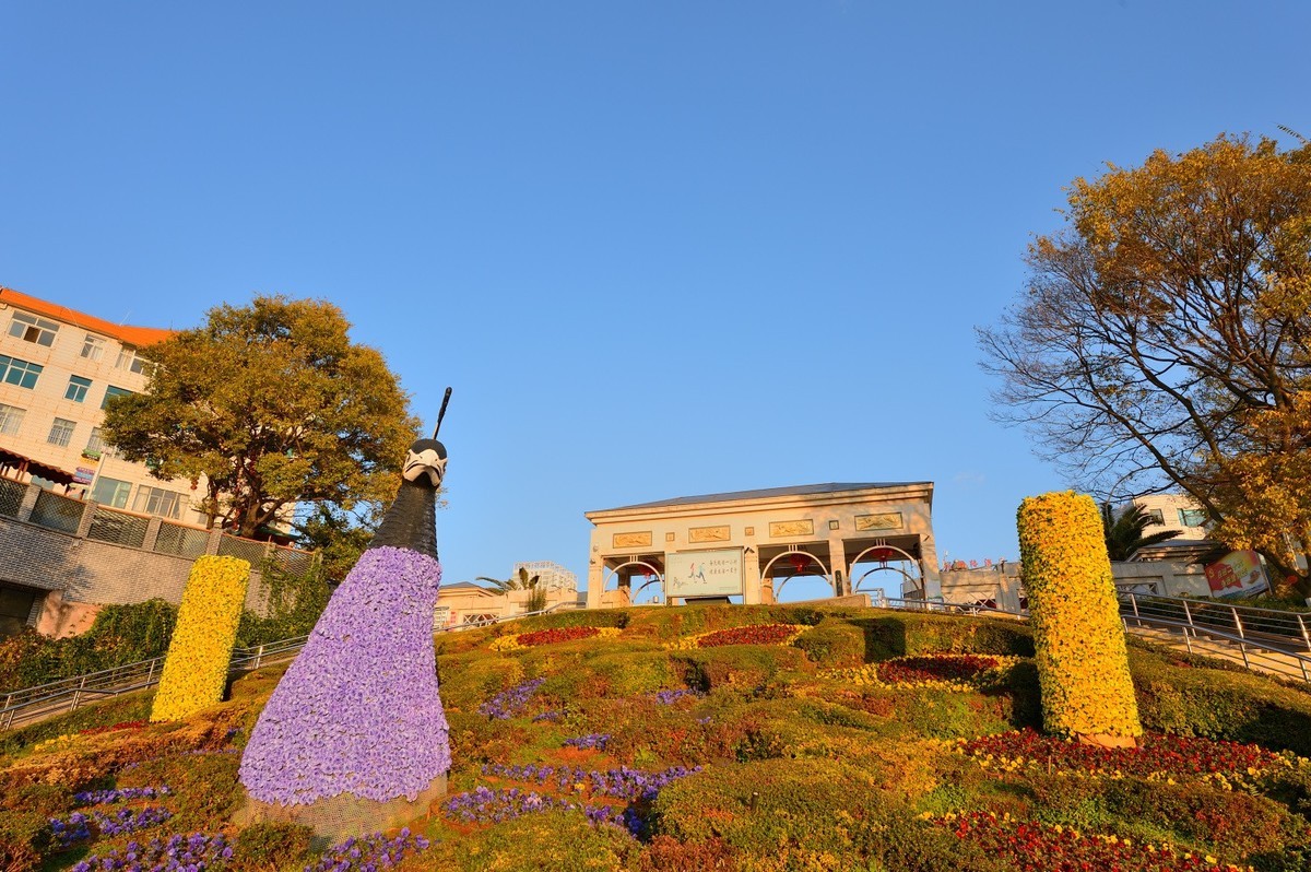 2022圣诞节的社区公园晚霞