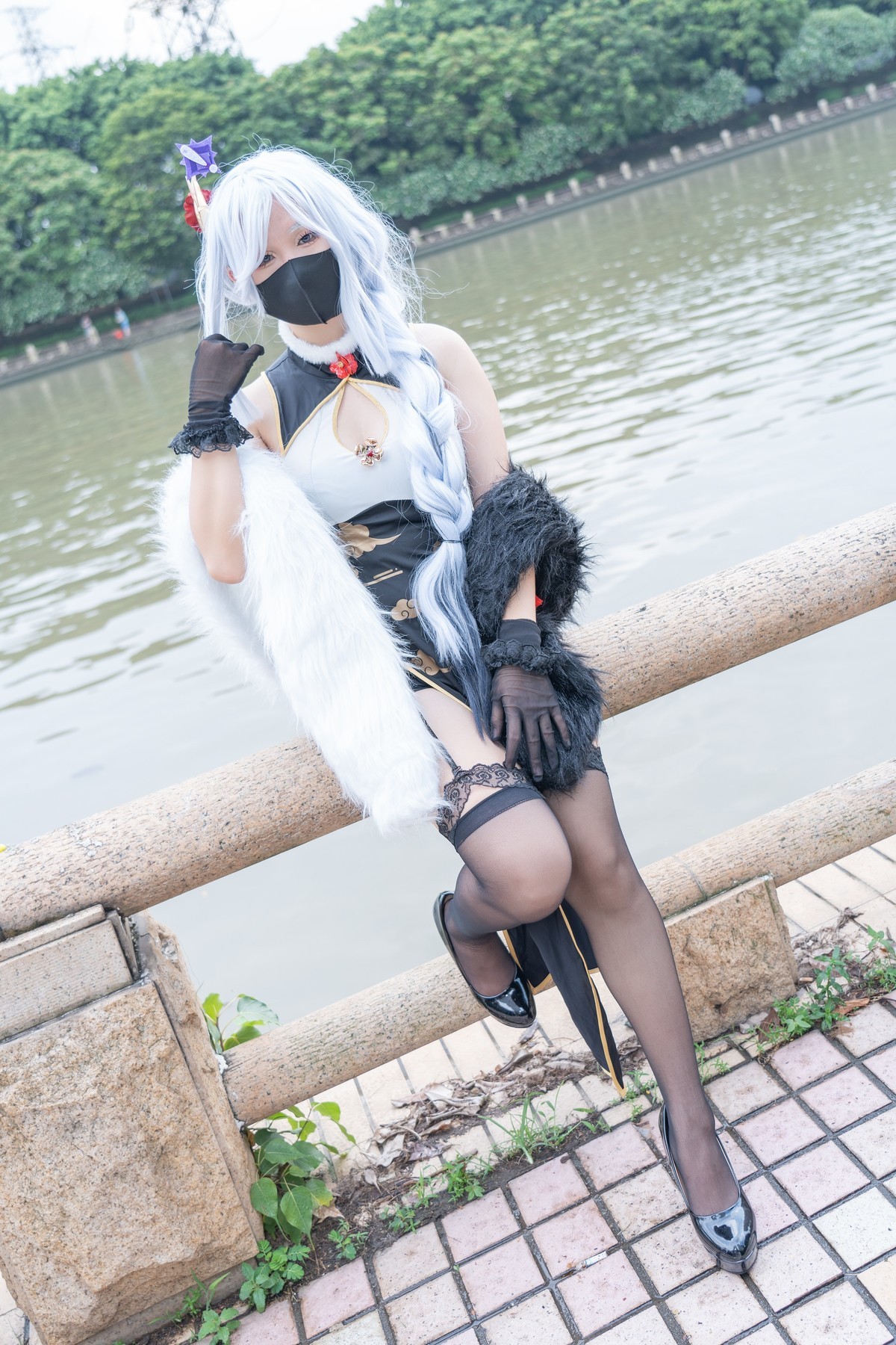 【申鹤旗袍cos】-配黑色吊带袜