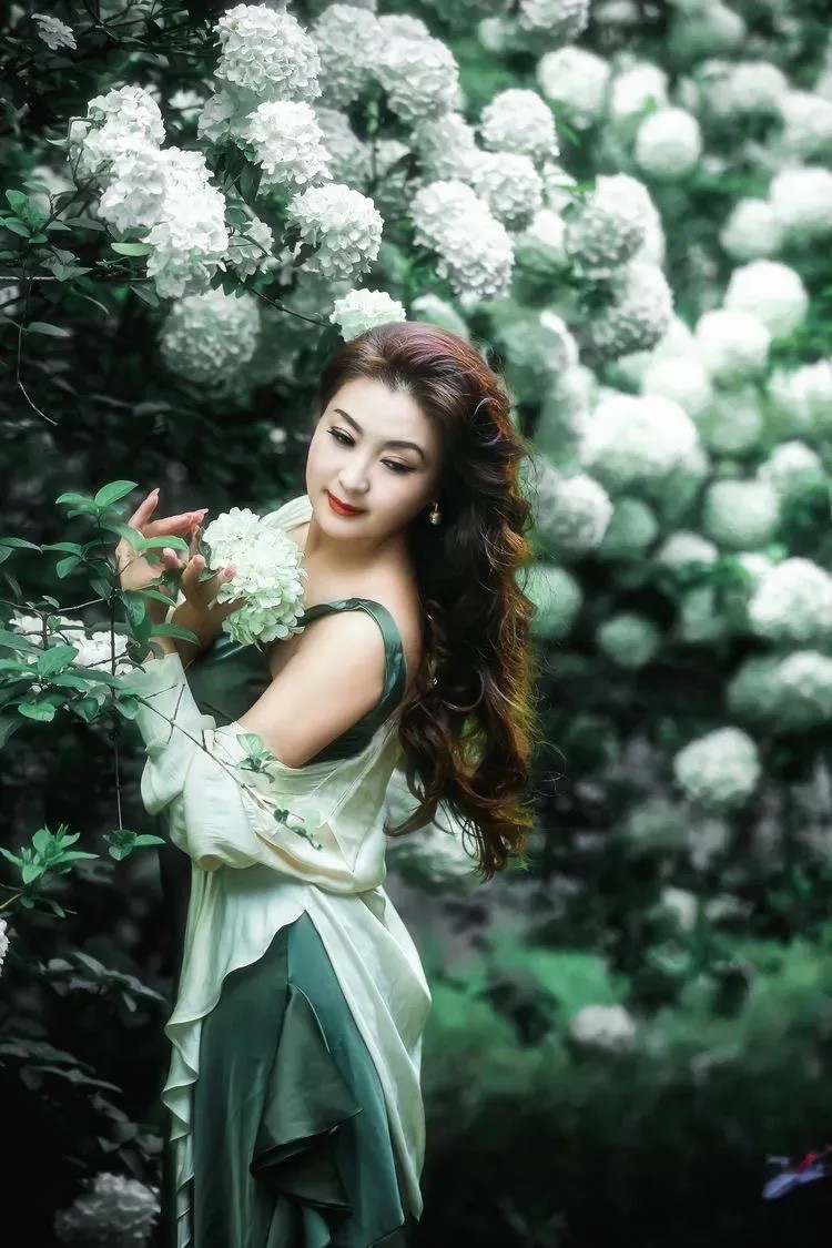 绣球花与美女--紫凤公园12