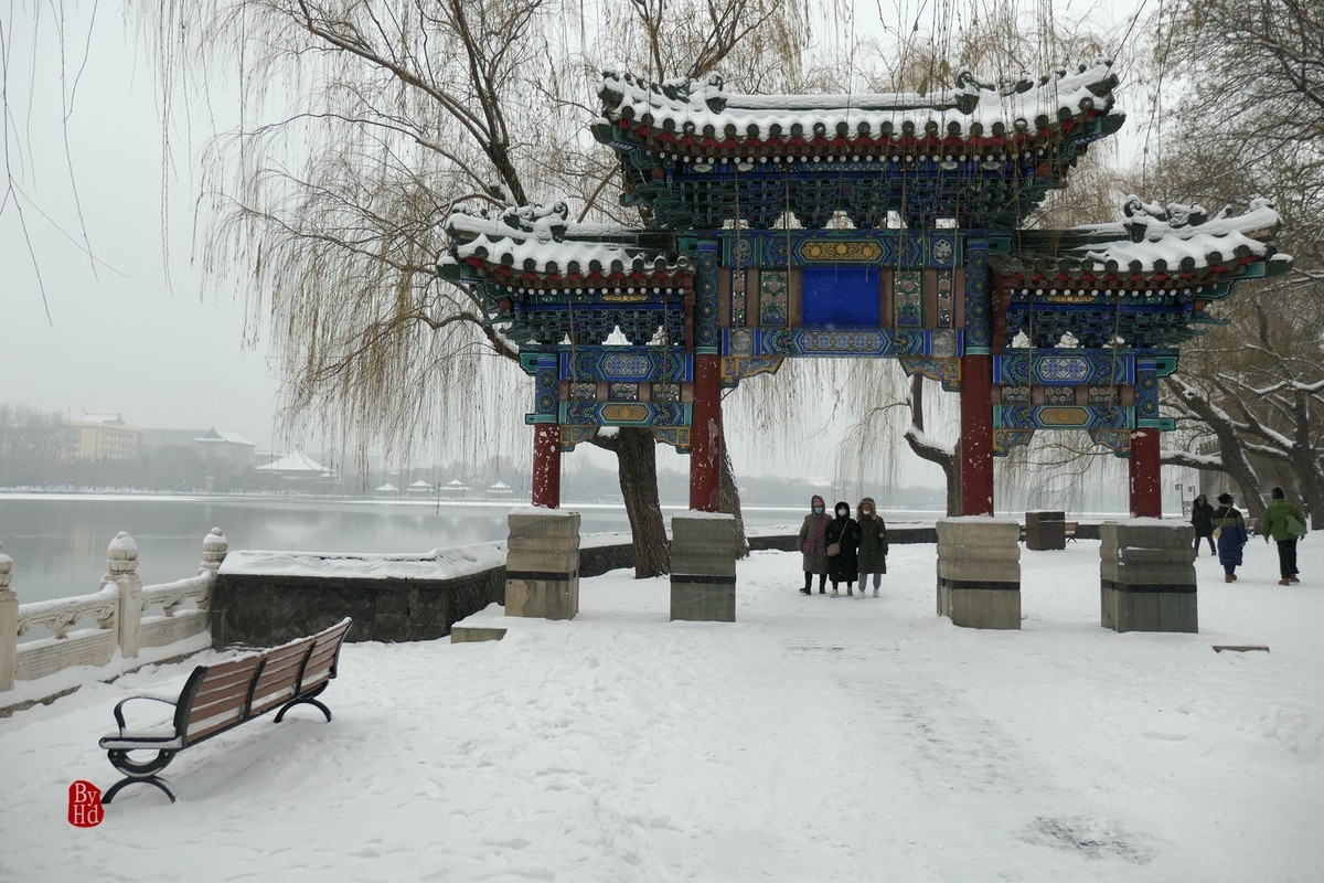 北京北海公园雪景