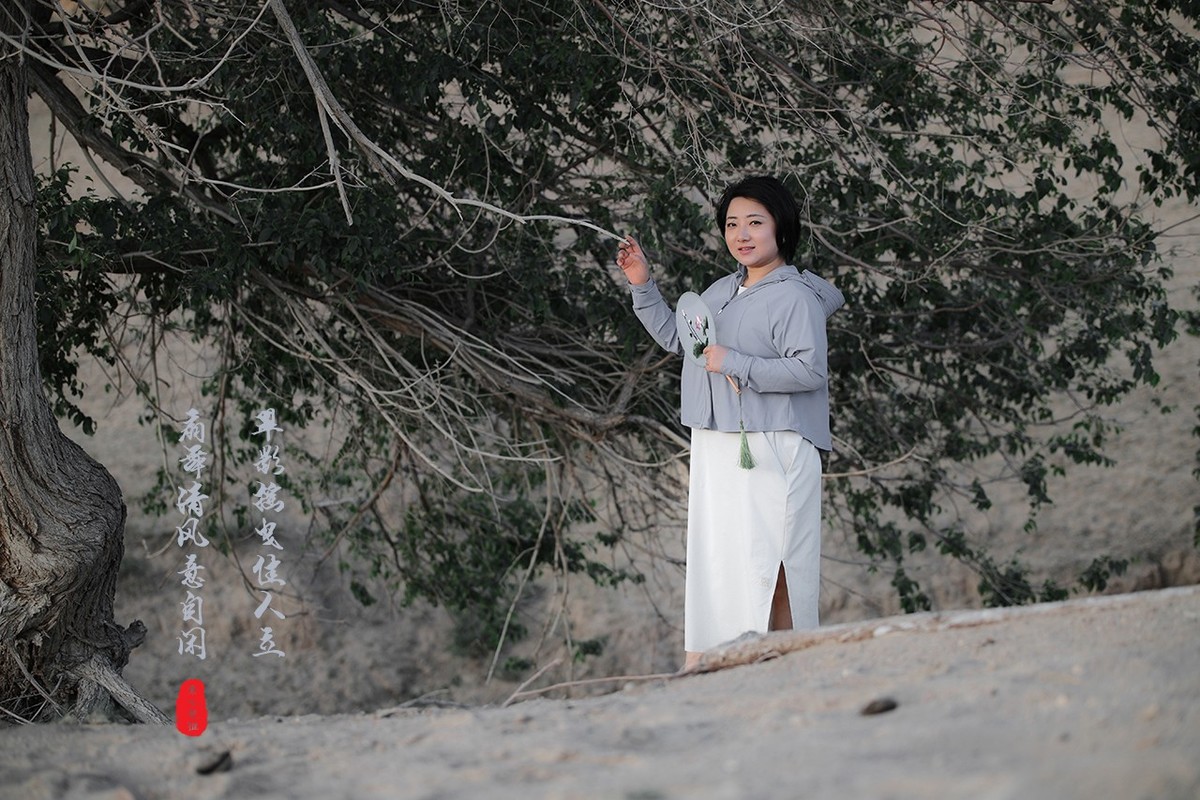 扇舞墨彩佳人图