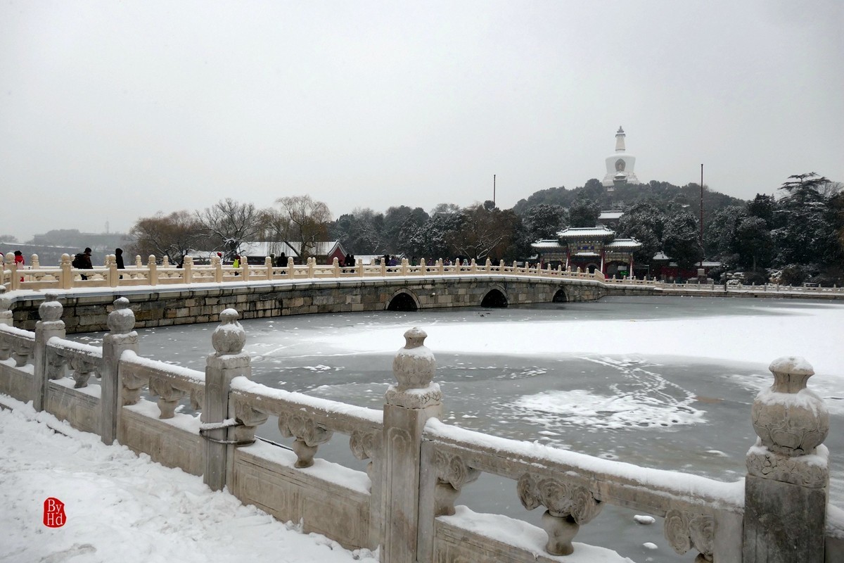 北京北海公园雪景