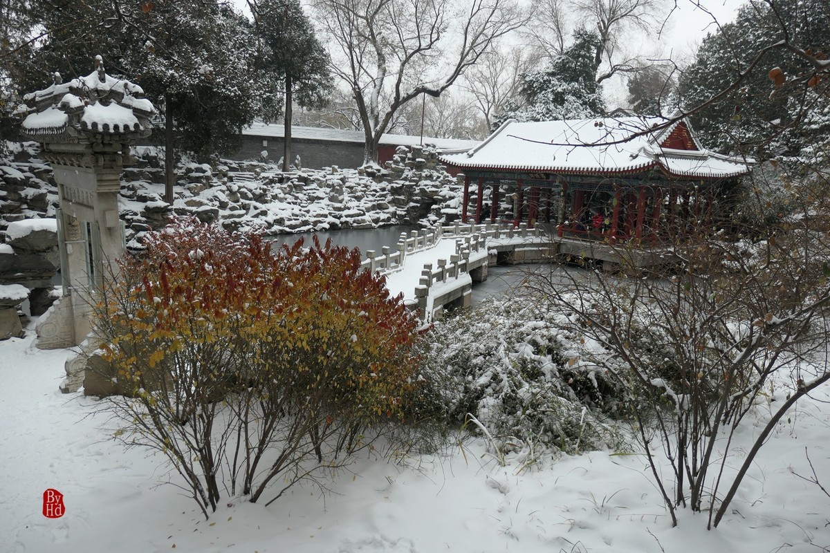 北京北海公园雪景
