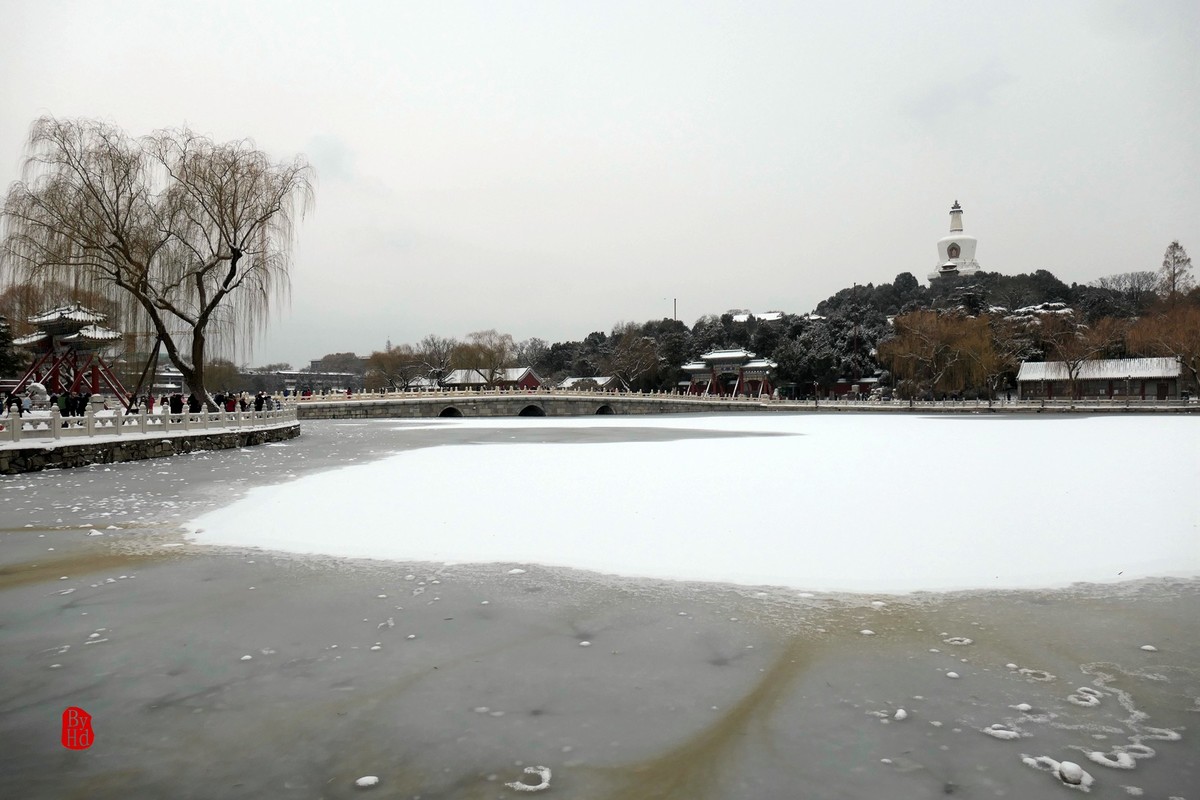 北京北海公园雪景