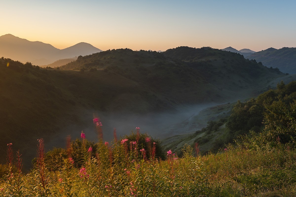 高山草甸的早晚景色