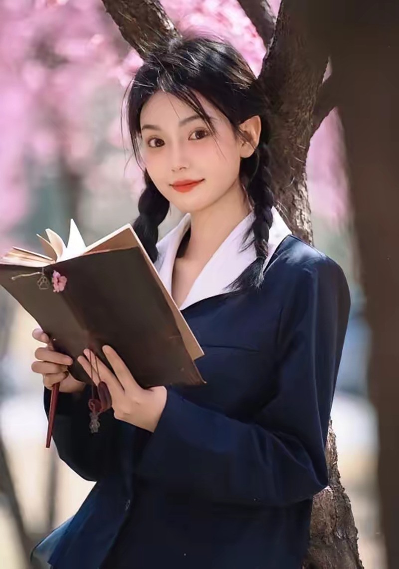 梅花树下的女生