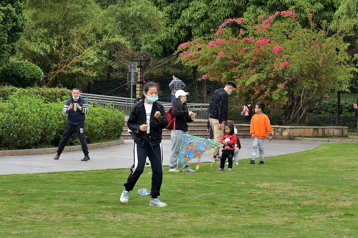 公园里放风筝