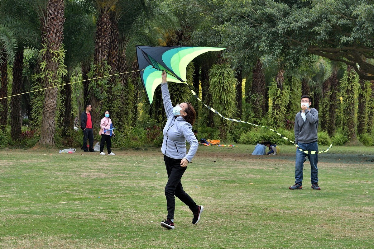 公园里放风筝