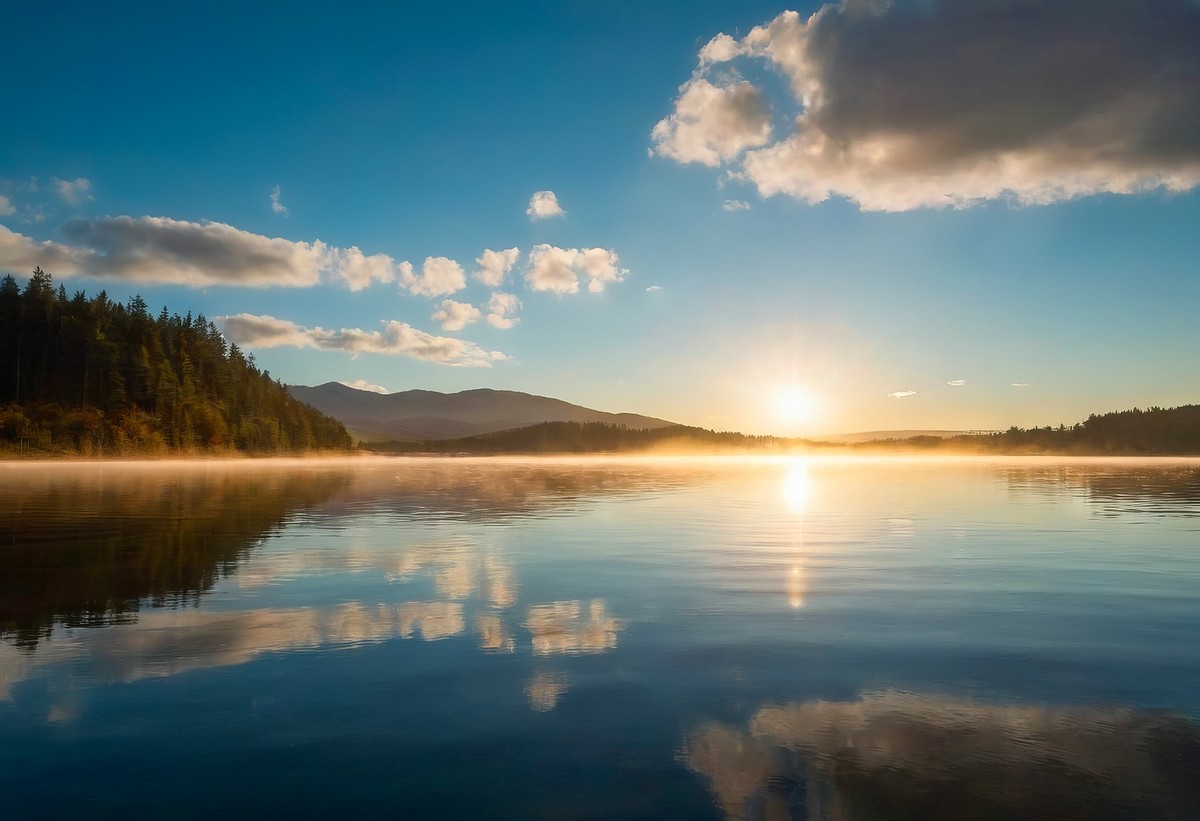 山峰、云雾与湖泊的宁静交响曲