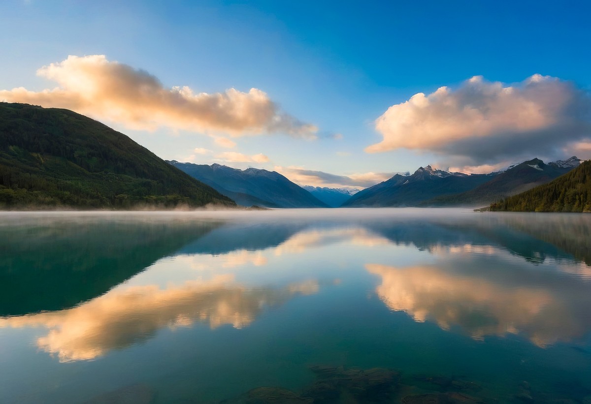 山峰、云雾与湖泊的宁静交响曲