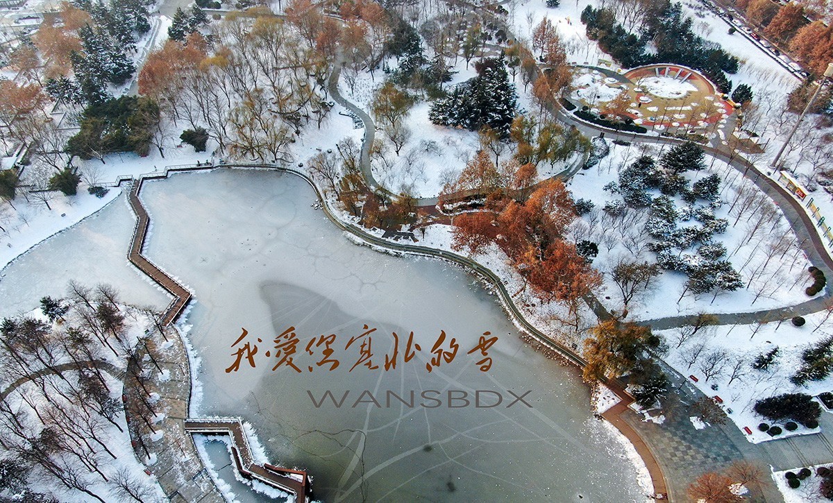 航拍东环公园 雪景【我爱您塞北的雪】