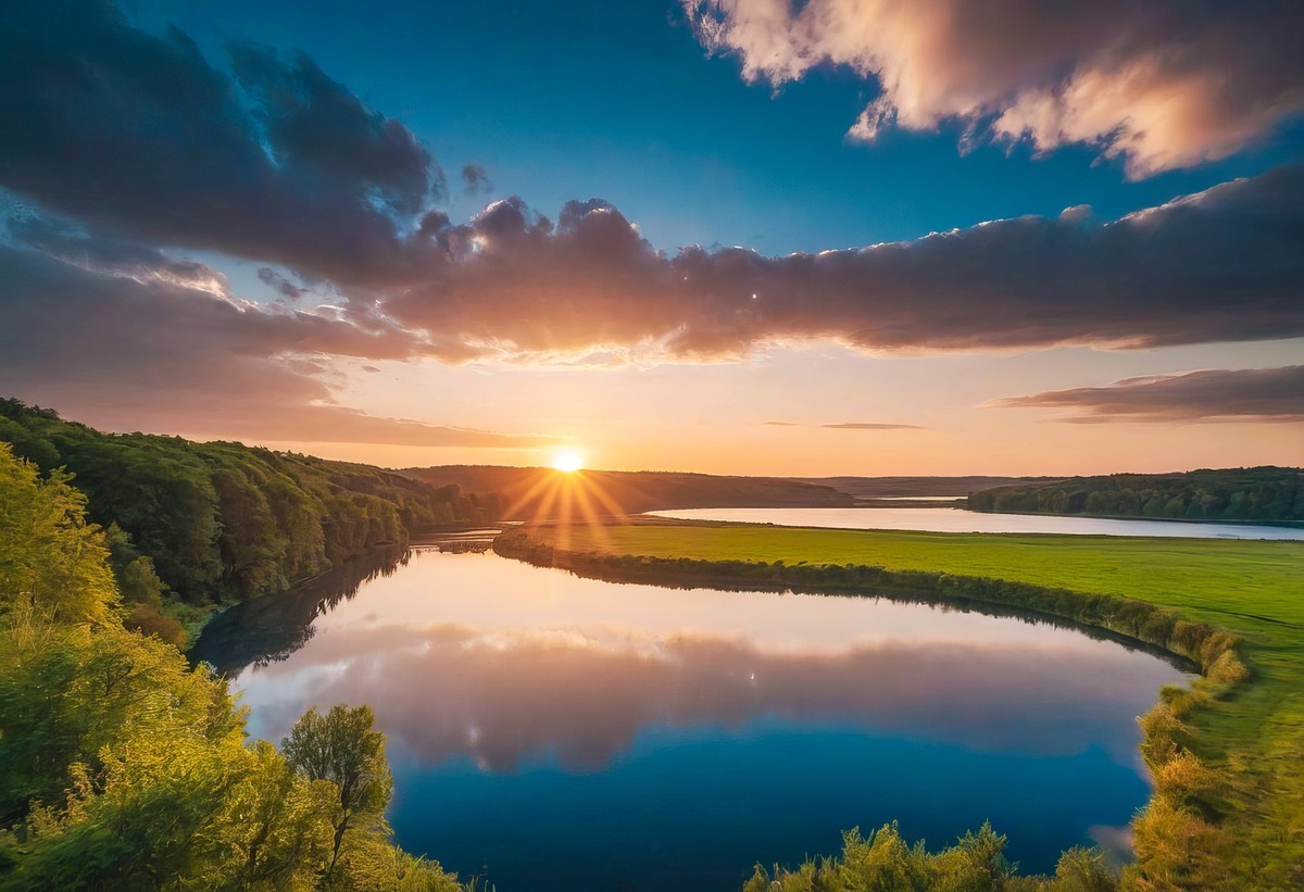晨曦初现，山川入画